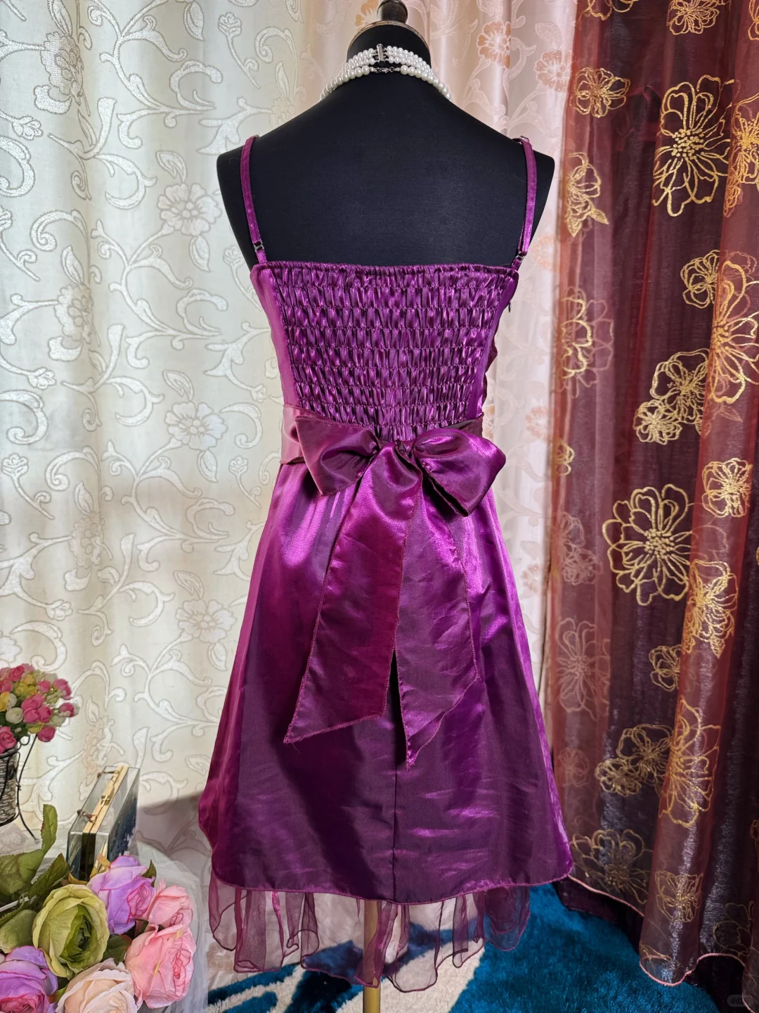 Charming Purple Satin Lace Short Prom Dress Formal Graduation Homecoming Dress