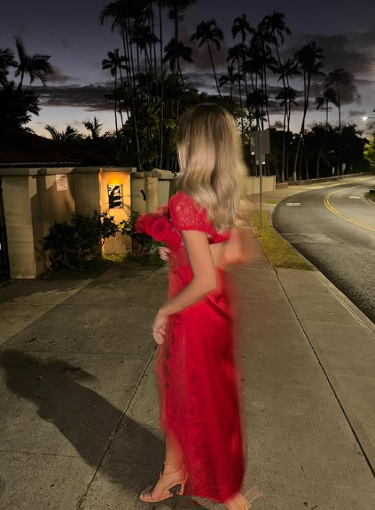 Charming Red Lace Satin Long Party Dress Formal Prom Evening Gown