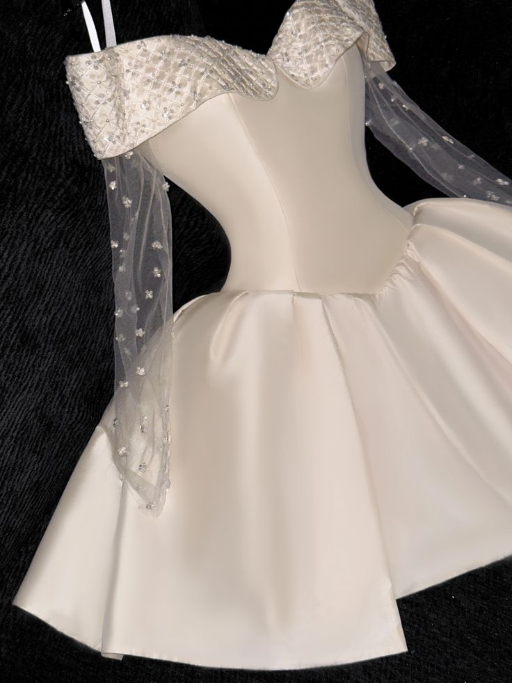 Classy Light Champagne Satin Off The Shoulder Birthday Outfits Homecoming Dress