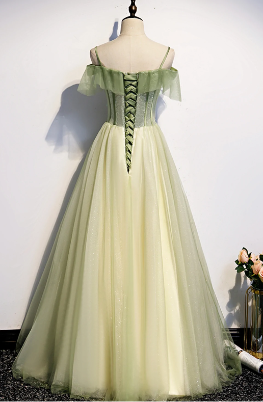 Light Green Pleated Floral Embroidery Long Prom Dress Medieval Renaissance Gown cc23