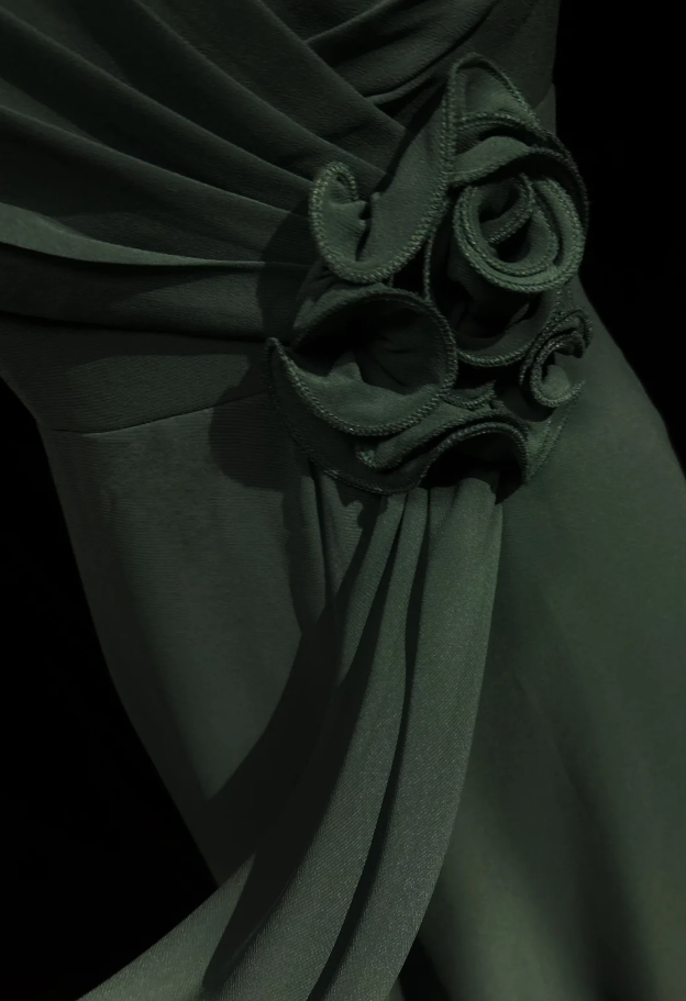 Vintage V Neck Dark Green Chiffon Long Wedding Guest Dress Formal Evening Dress Prom Gowns