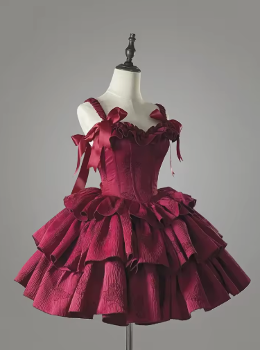 Sweet Satin Multi-Layered Print Floral A Line Homecoming Dress Red Spaghetti Straps Birthday Dress
