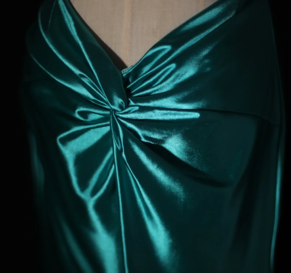 Sexy Green V Neck Satin Mermaid Long Party Dress Backless Wedding Guest Dress