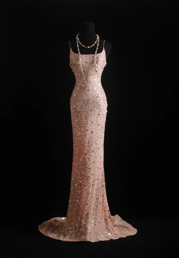 Sparkly Spaghetti Straps Pink Sequin Mermaid Long Party Dress Formal Birthday Prom Dress Evening Dress