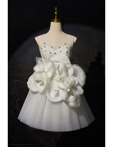 Elegant White Sweetheart Tulle Short Homecoming Dress Formal Birthday Outfits With Flowers