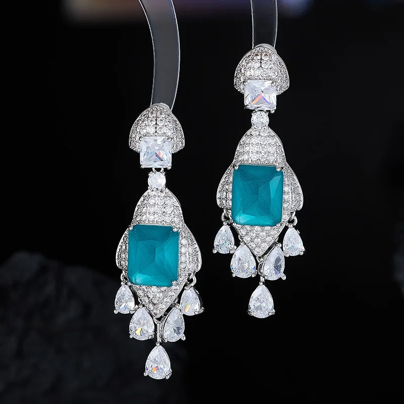 Vintage AAA Zircon Bridal Earrings CZ Cubic Zirconia Wedding Earring For Women Brides Accessories Dinner Party Dress Jewelry b