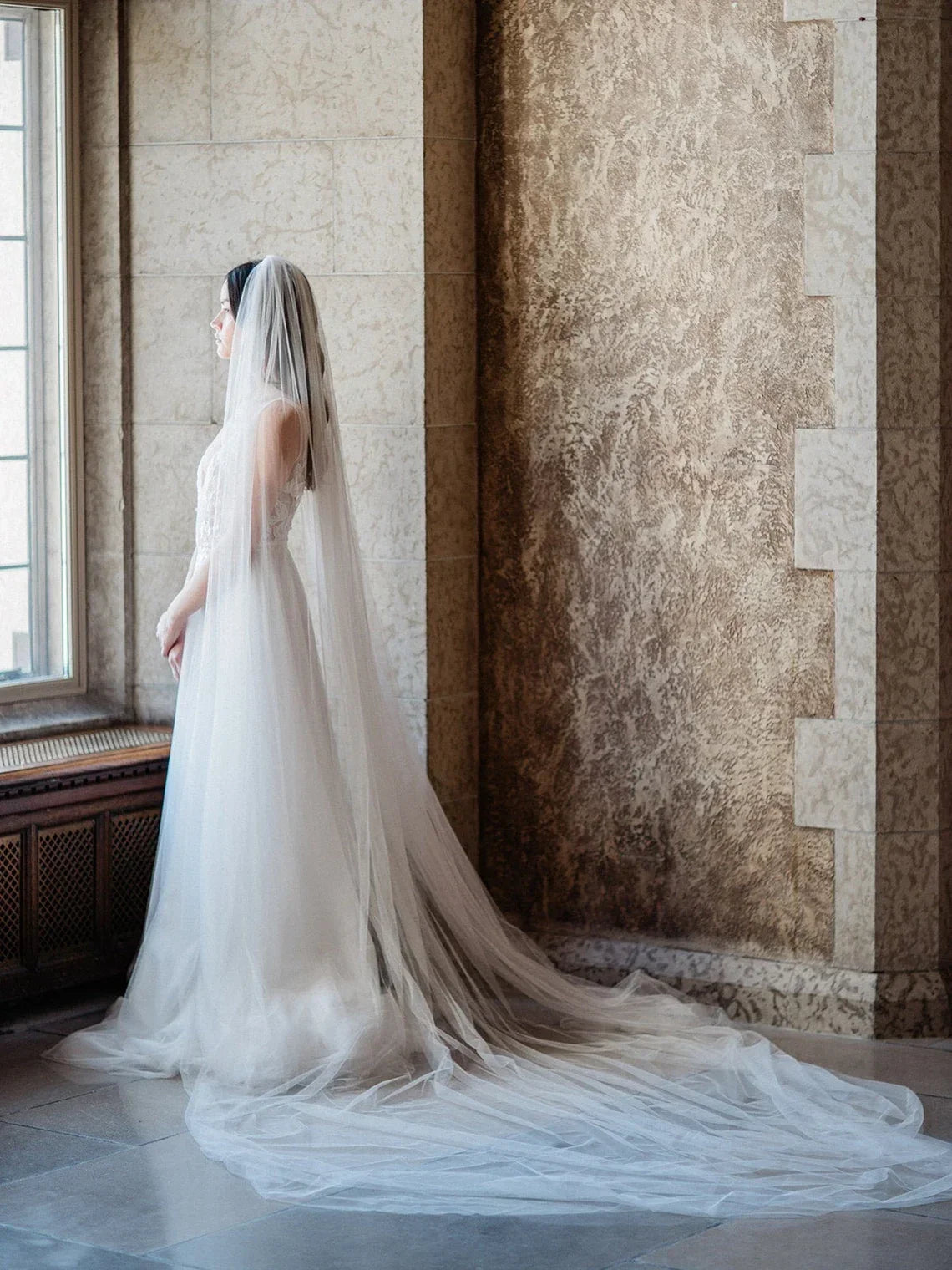 White Off-White Ivory Soft Cathedral Length Wedding Veil