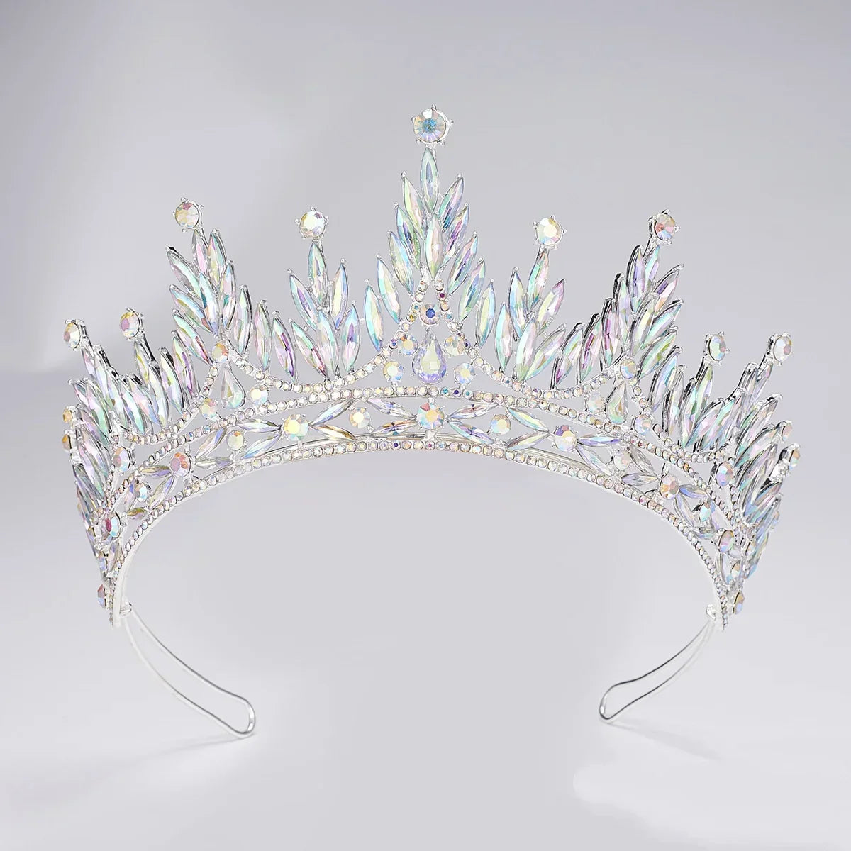 Baroque Queen Princess Crowns And Tiaras For Women Crystal Bridal Crown For Wedding Hair Accessories Prom Hair Jewelry Headdress Blue white zinc plated