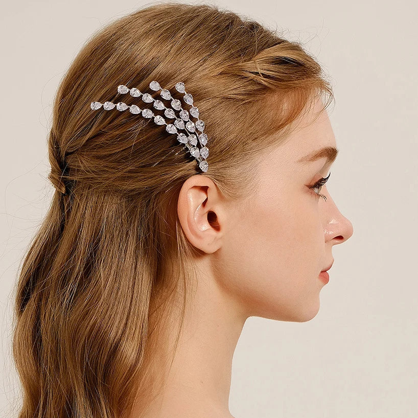 Wedding Accessories Silver Color Hair Comb Pin Clip Zirconia Crystal Hairpin For Brides Bridesmaids Head Pieces Bridal Jewelry