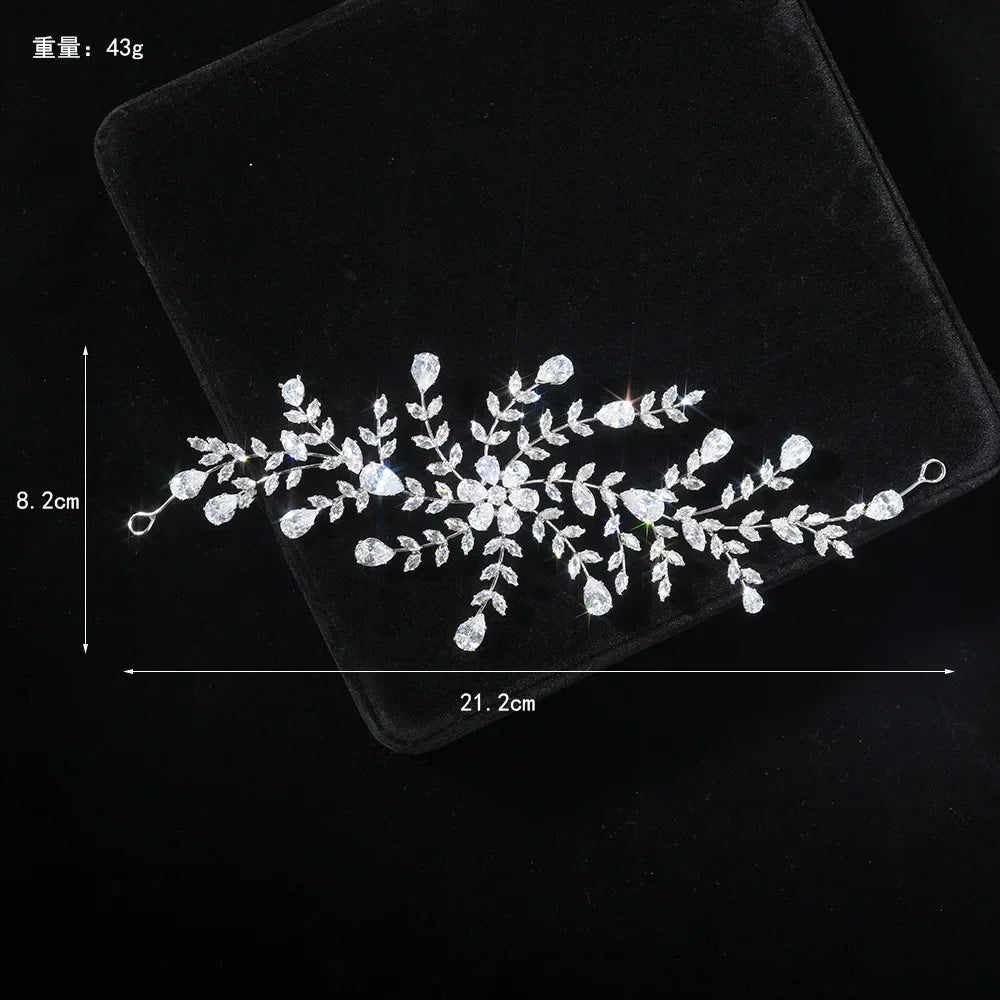 Zirconia Rhinestones Headband Hairband For Brides Women Crystal Headpieces Headdress Bridal Jewelry Wedding Hair Accessories