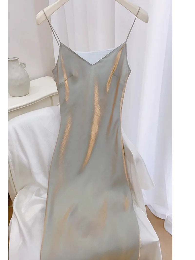 Fashion Mermaid Spaghetti Straps Long Prom Dress,V Neck Party Evening Dress
