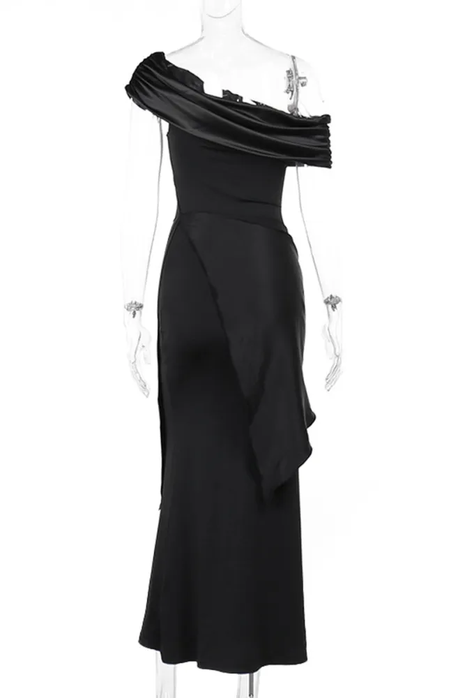 Fashion Black Off The Shoulder Prom Dress Sexy Party Evening Gown