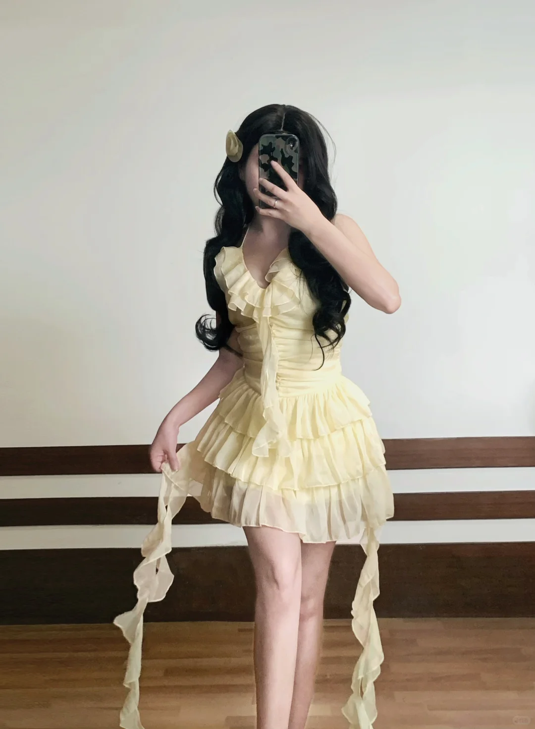 Cute Yellow Halter Chiffon Holiday Dress Mini Party Dress