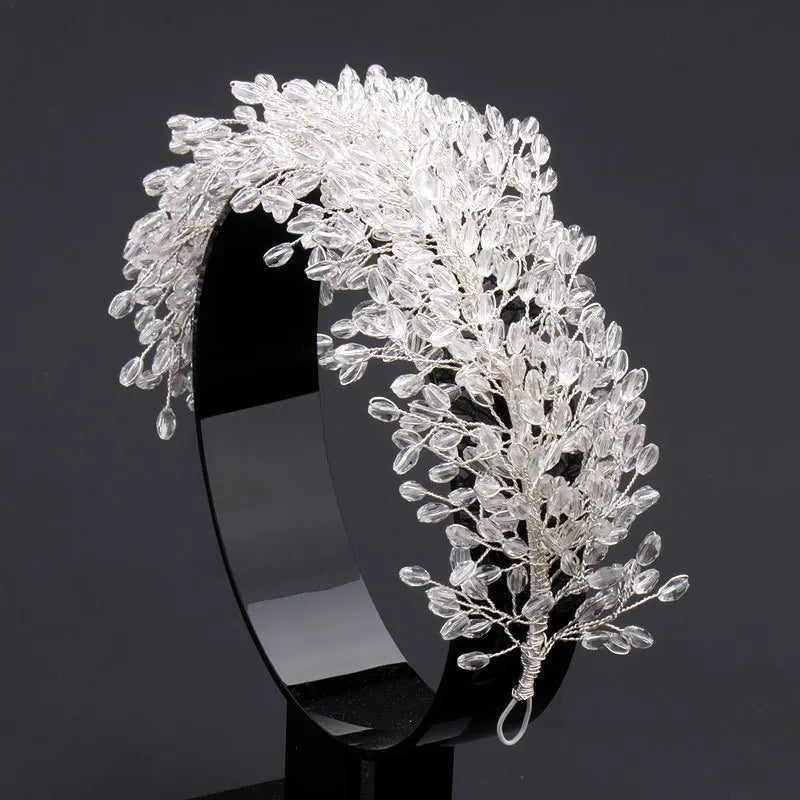 Luxury Bridal Headband For Wedding Hair Jewelry Accessories Pearl Crystal Headband For Bride Tiara Hair Piece Wedding Headdress as pic 3