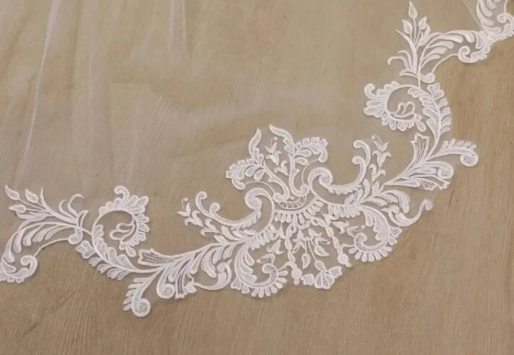 White Off-White Ivory Bridal Veil 3 Meters Lace Wedding Veil Cathedral Long Bridal Veils Wedding Accessories