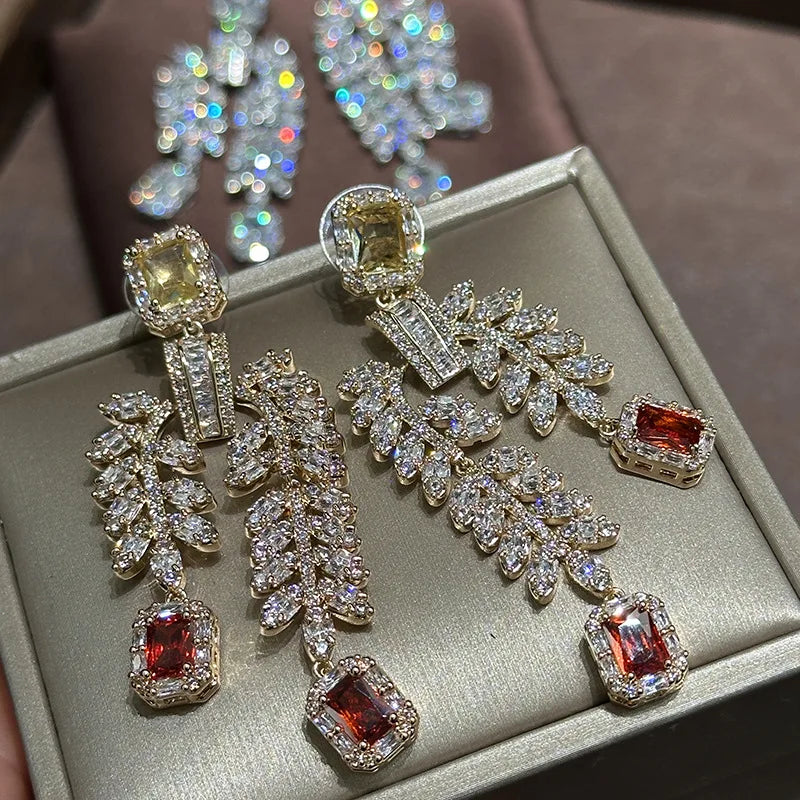 Luxury Zircon Wedding Earrings Cubic Zirconia Bridal Water Drop Earring For Bride Accessories Women Evening Party Dress Jewelry b