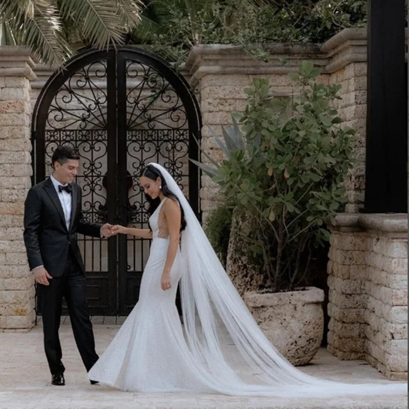 Single-Layer Cut Edge Bridal Veil Extra Wide Soft Tulle Top Gather Add a Metal Comb  in White , Off-White , Ivory ,Champagne