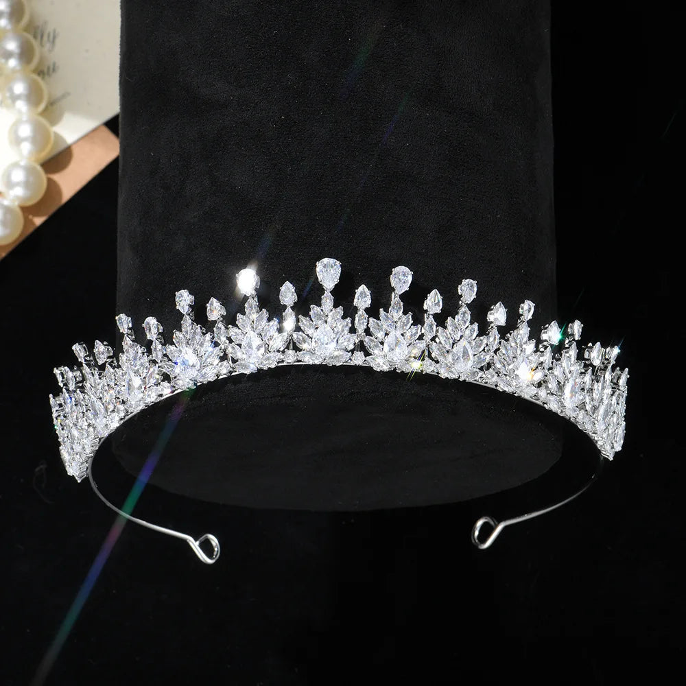 AAA Zircon Tiaras and Crowns CZ Zirconia Diadem For Brides Women Prom Pageant Headband Wedding Accessories Bridal Hair Jewelry 2