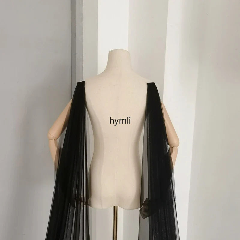 Wings Wedding Accessories Black Bridal Cape Veils Chapel Length