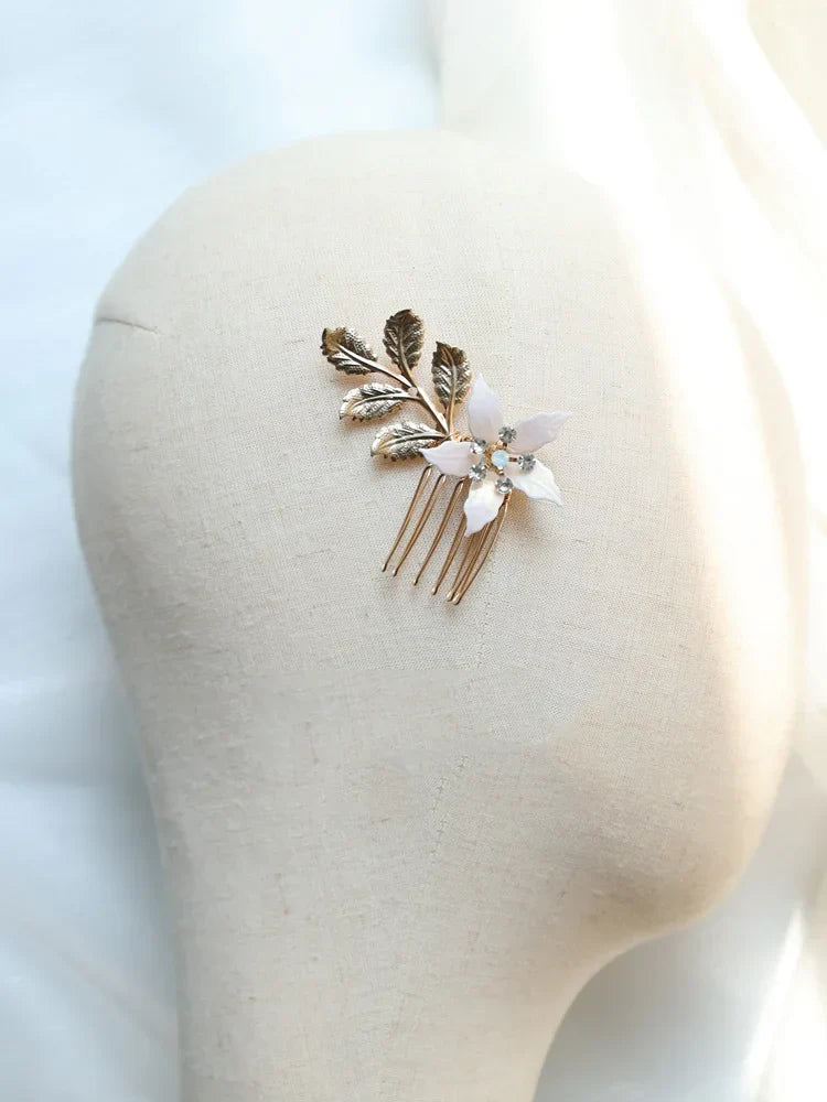 Wedding Accessories Gold Color Flower Hair Comb Pin Clip Crystal Hairpins For Brides Bridesmaids Leaf Head pieces Bridal Jewelry d