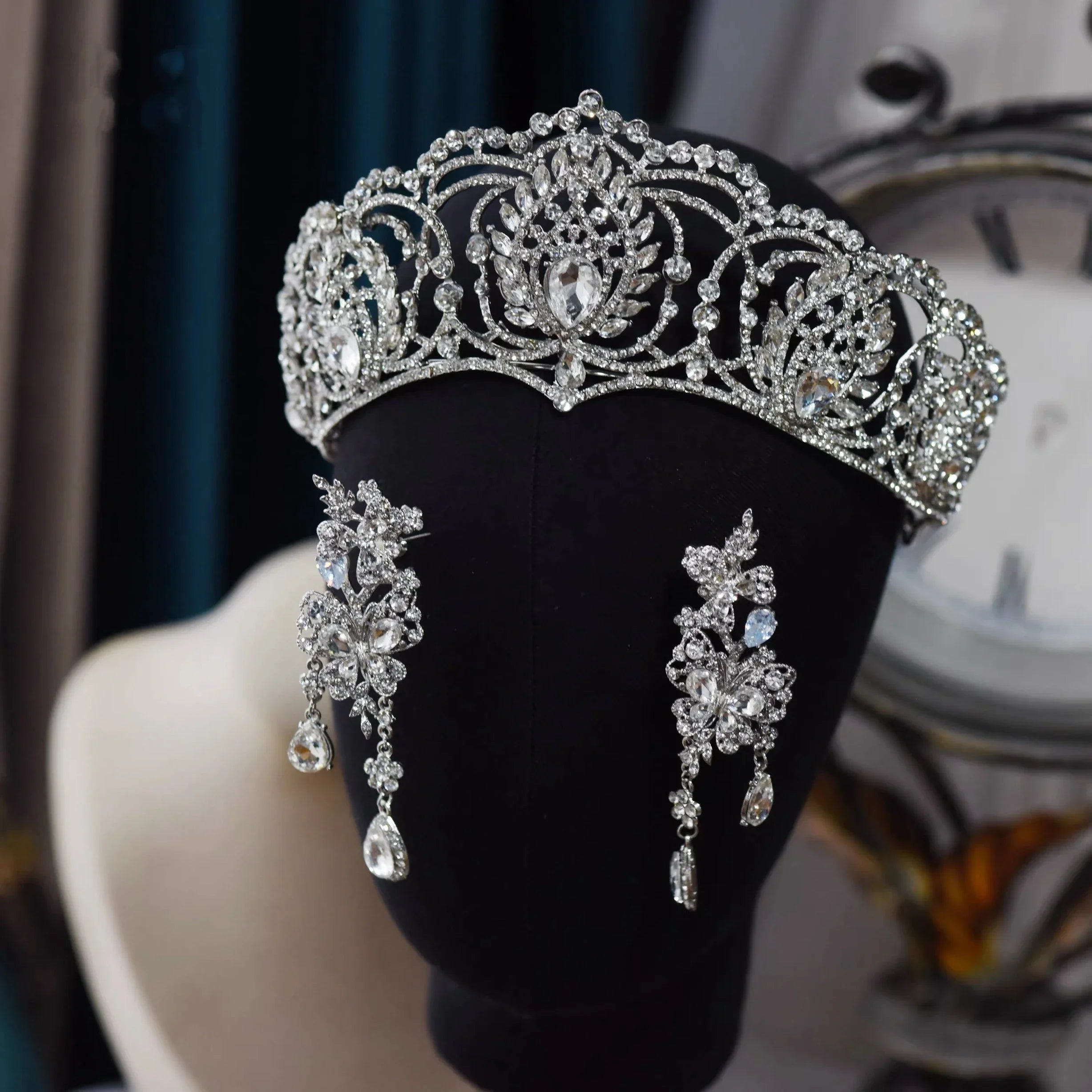 Wedding Hair Accessories Crystal Pearl Tiaras and Crowns Big Large Diadem Bride Women Rhinestones Headband Bridal Jewelry