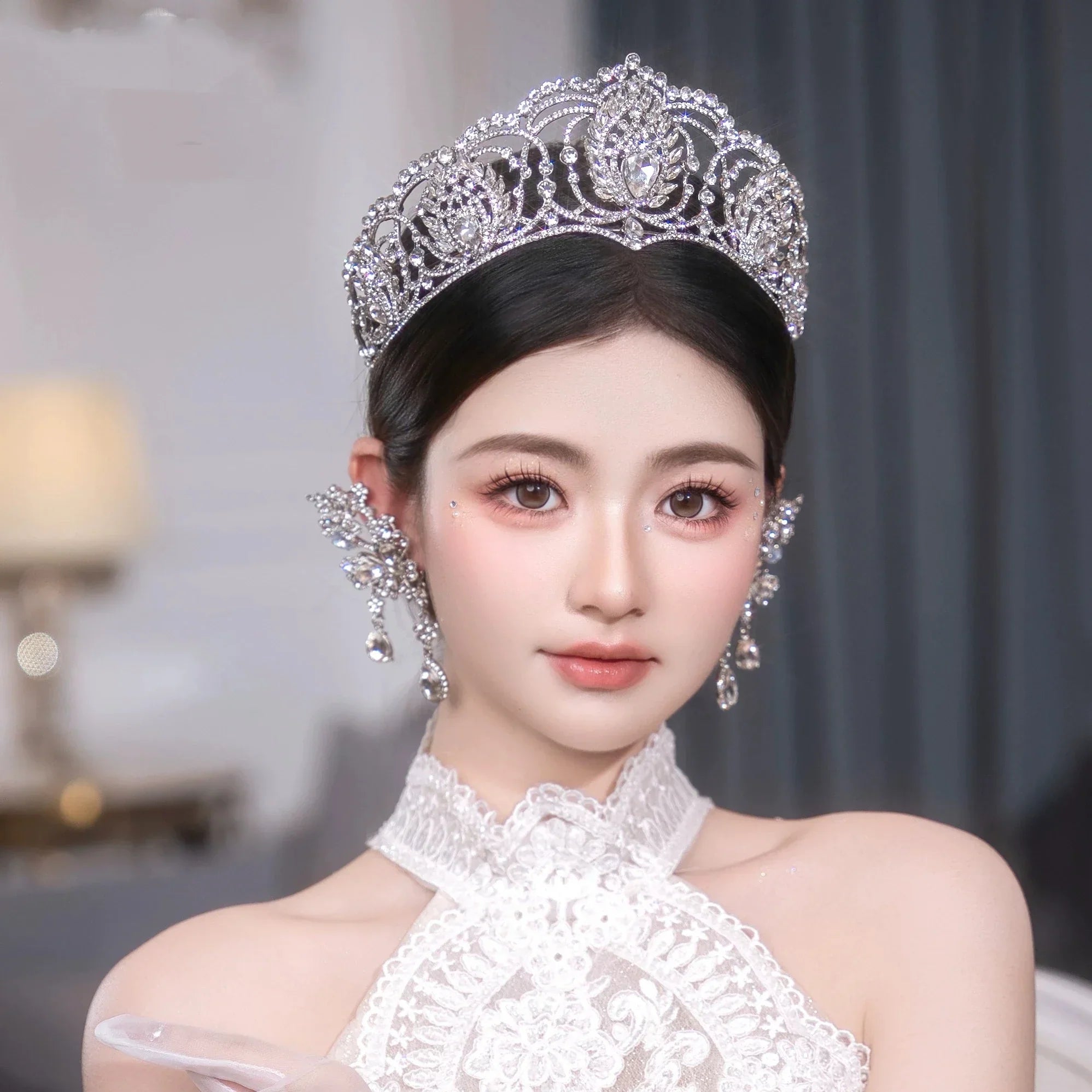 Wedding Hair Accessories Crystal Pearl Tiaras and Crowns Big Large Diadem Bride Women Rhinestones Headband Bridal Jewelry