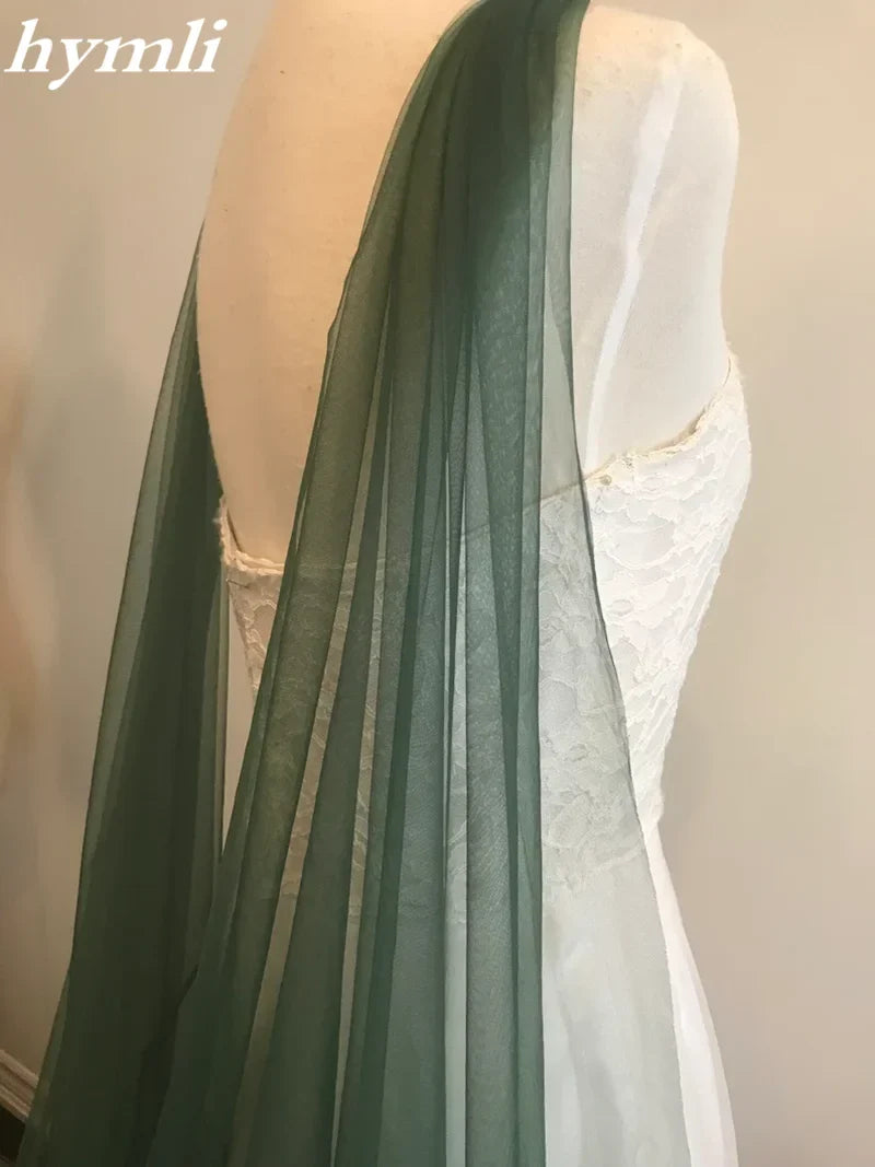 Green Draped Cape, Bridal Green Cape, Soft Tulle Green Shoulder Cape, 60" Wide