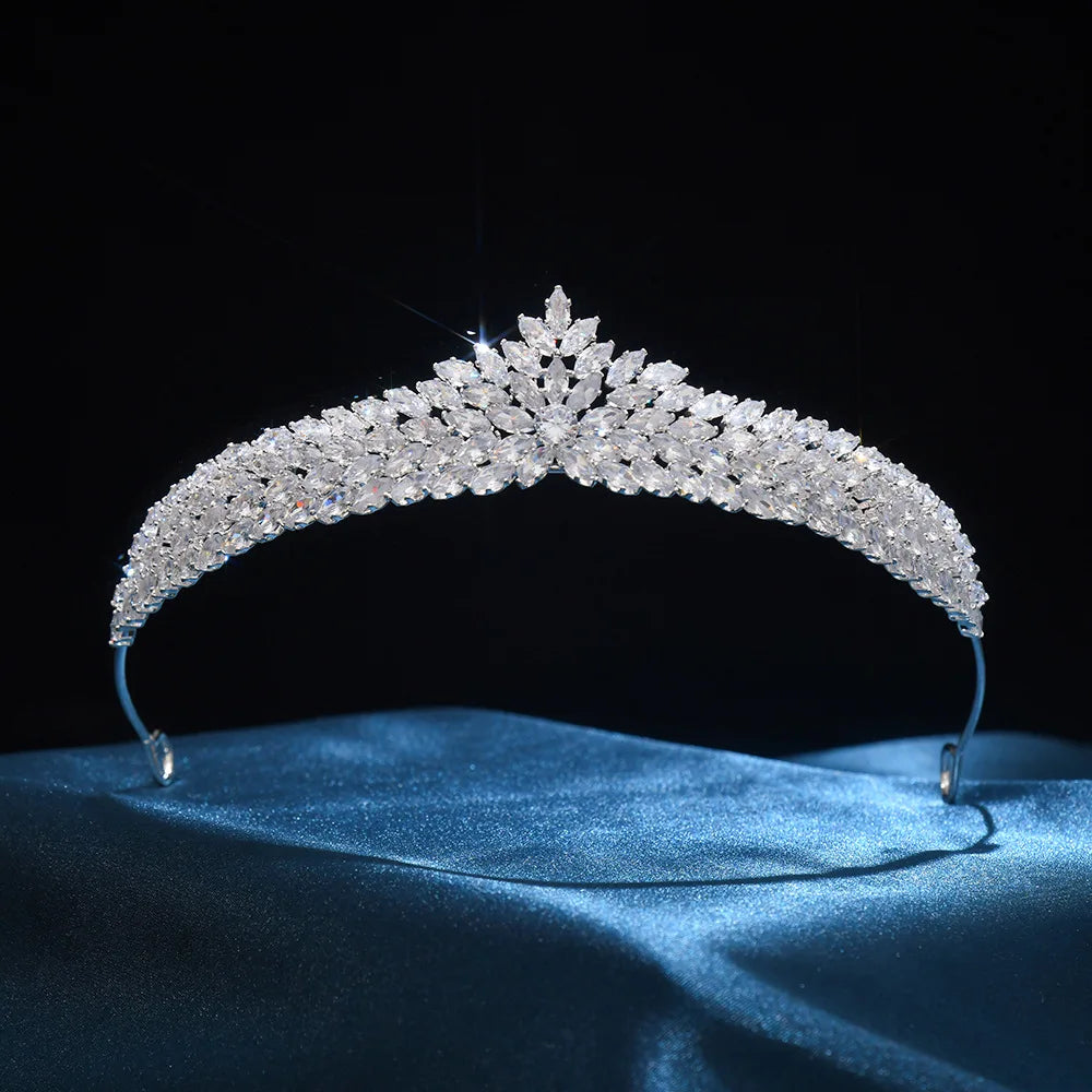 CZ Cubic Zirconia Tiaras and Crowns Headband For Brides Women Prom Pageant Headpiece Wedding Accessories Bridal Hair Jewelry