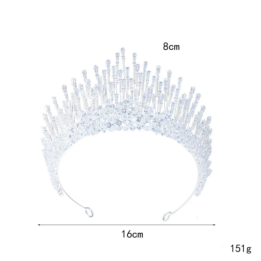 Big Large Zirconia Tiara Crown Birthday Gift Diadem Brides Party Dinner Dress Headband Wedding Accessories Bridal Hair Jewelry