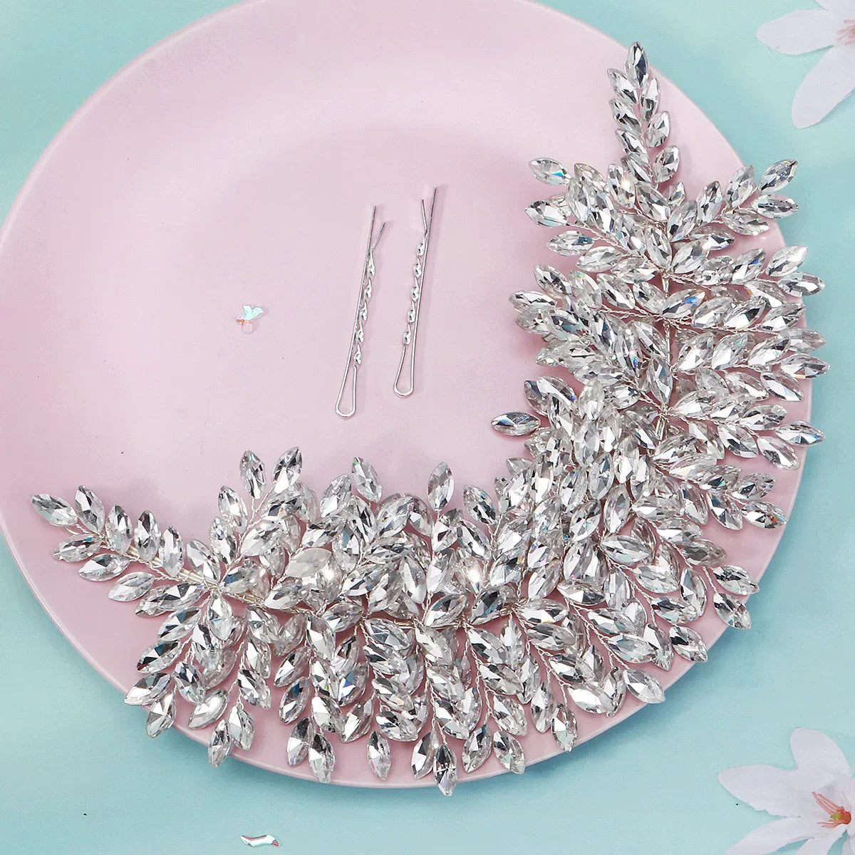 Crystal Rhinestones Headband Hairband Silver Color Headpiece For Brides Women Headdress Wedding Accessories Bridal Jewelry