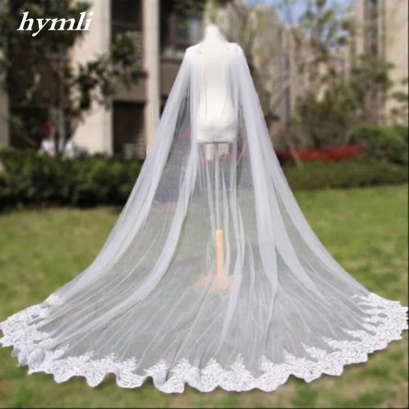 Cathedral Length Wedding Accessories Cape Veil  Bridal Cloak Lace Shoulder Cape Veil