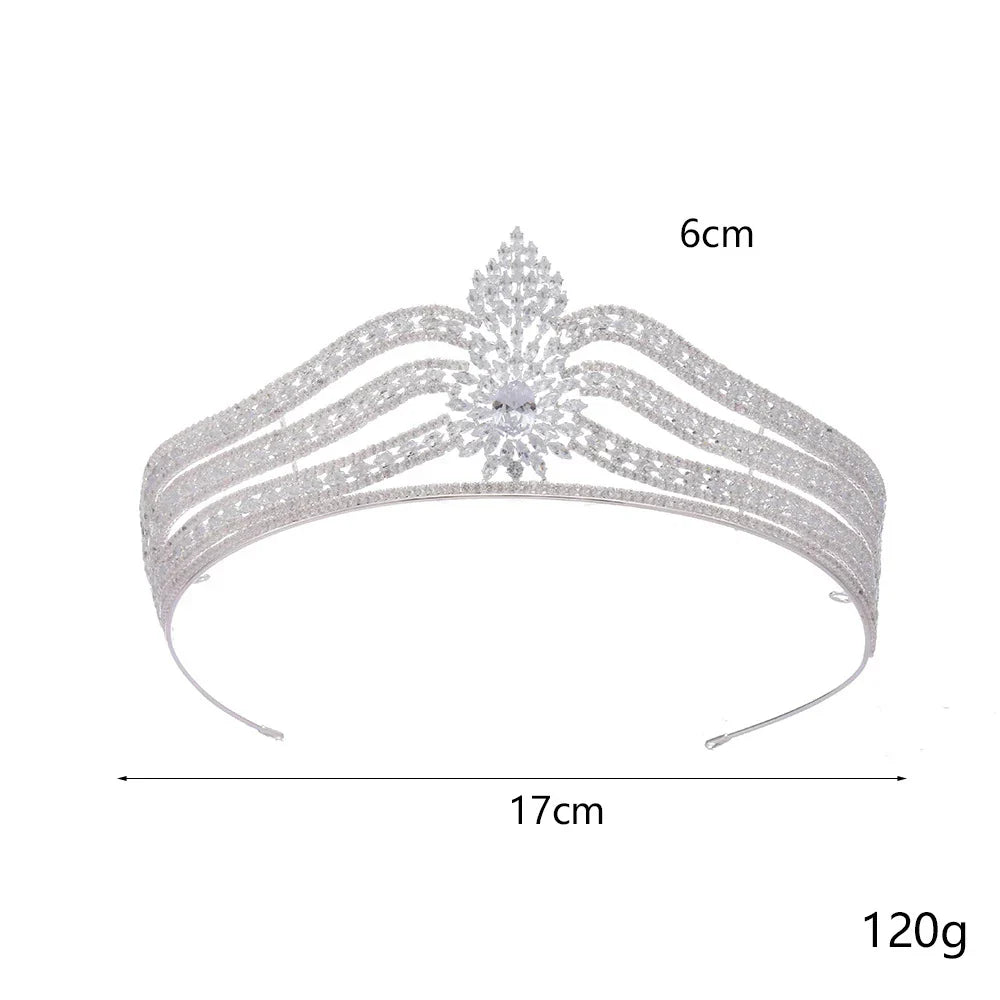 Wedding Hair Accessories Cubic Zirconia Tiaras and Crowns Zircon Headpiece For Brides Women Pageant Prom Headband Bridal Jewelry