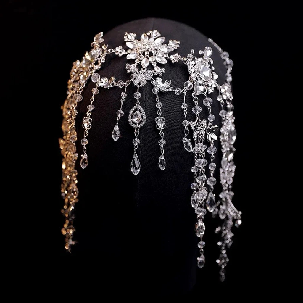 Flower Lace Headbands Hairbands Pearl Rhinestones Headpieces Headwear For Brides Women Bridal Jewelry Wedding Hair Accessories f