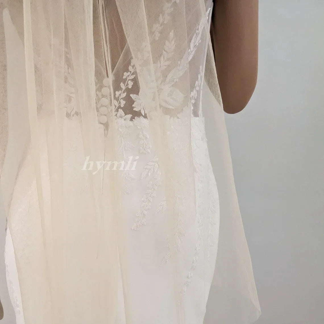 Champagne Wedding Veil Soft Tulle Single Tier Rounded Edge with Gold Bridal Comb