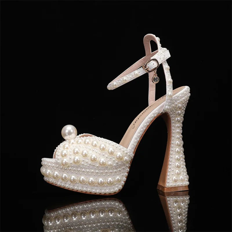 Luxury Colorful Rhinestones Women Gladiator Sandals Sexy Ankle Strap Platform Wedges High heels Fashion Summer Party Prom Shoes Beige