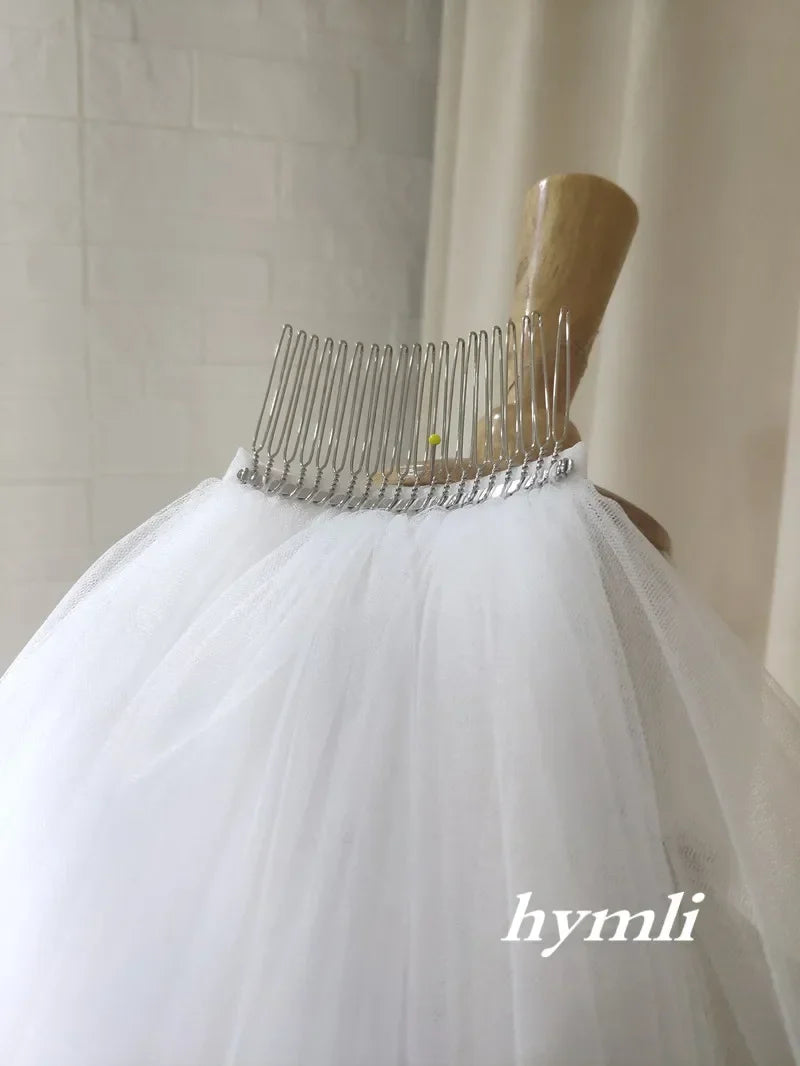 3M 3.5M 4M 5M Cathedral Wedding Veil White Off-White Ivory Lace Applique Long Bridal Veil Metal Comb