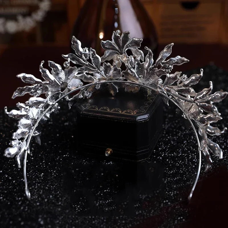 Flower Leaf Tiaras and Crowns Rhinestones Zircon Diadem Brides Pageant Prom Headpiece Bridal Jewelry Wedding Hair Accessories