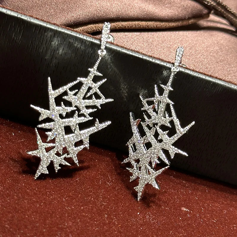 Star AAA Zircon Bridal Earrings CZ Cubic Zirconia Wedding Earring For Brides Accessories Women Party Dinner Dress Jewelry b Clear