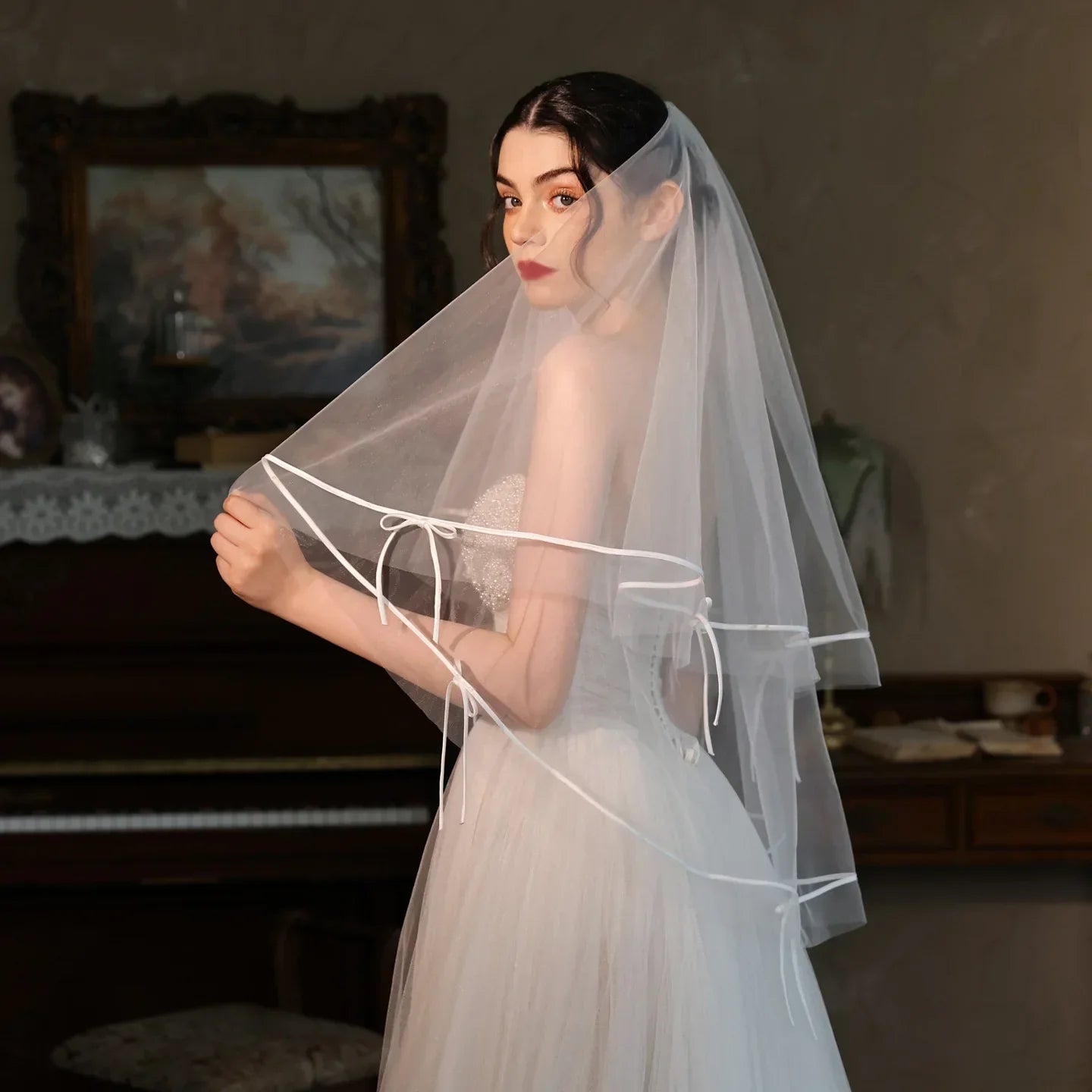 Short Bridal Veil White Wedding Veils For Brides Evening Dinner Party Dress Women Girl Gifts Hair Accessories Jewelry