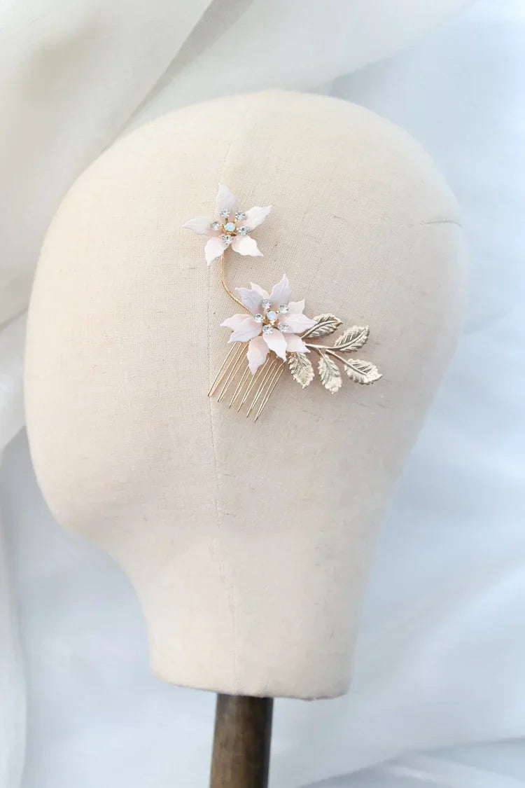 Wedding Accessories Gold Color Flower Hair Comb Pin Clip Crystal Hairpins For Brides Bridesmaids Leaf Head pieces Bridal Jewelry a