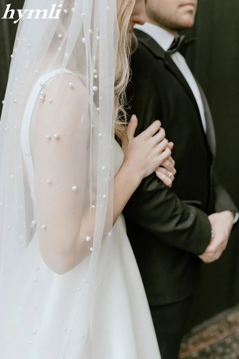 Chapel Length Pearl Veil 1 Layer Bridal Veil