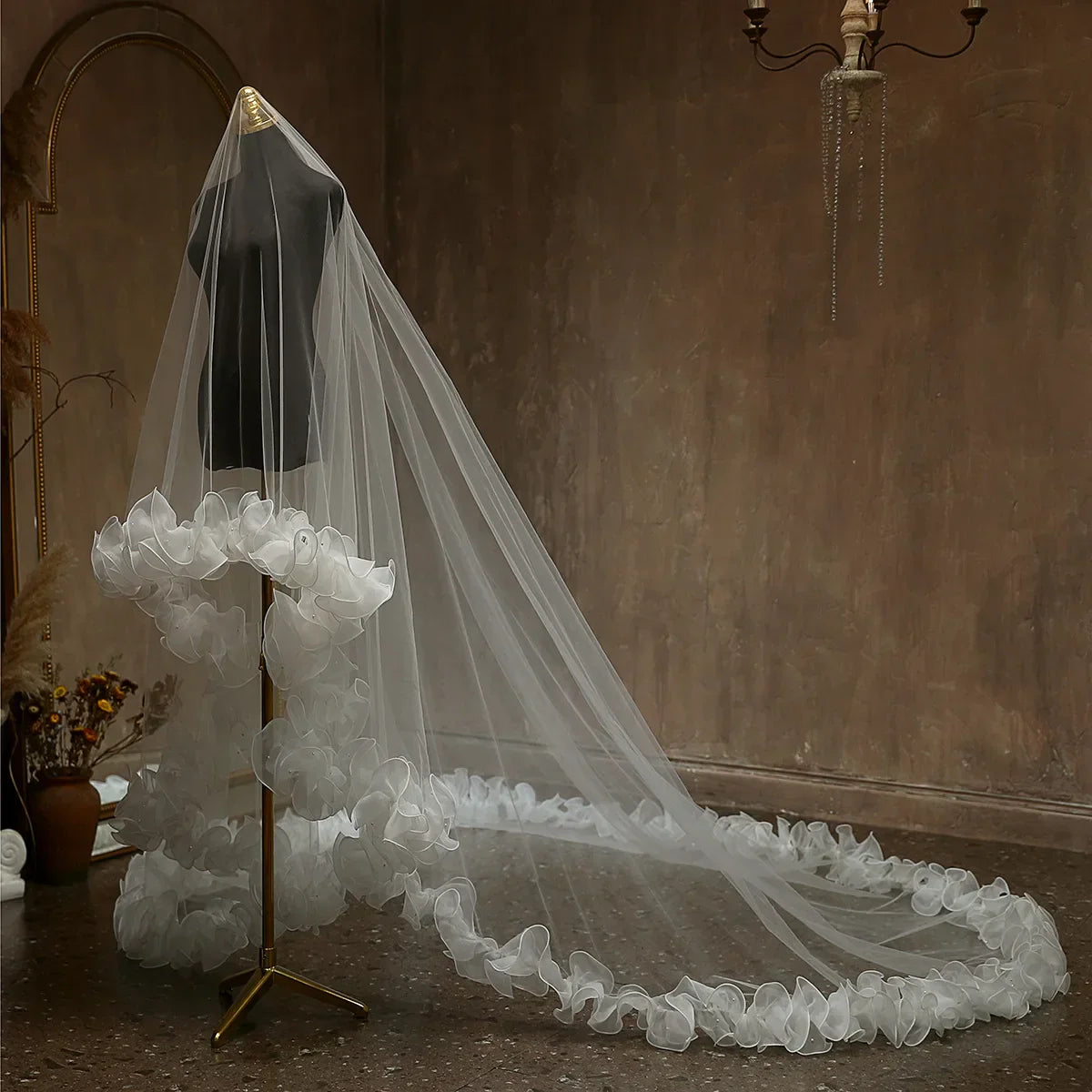 Luxury Long Bridal Veil Lace Wedding Veils For Brides Evening Dinner Party Dress Women Girl Gifts Hair Accessories Jewelry a