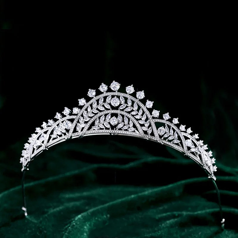 CZ Zirconia Tiaras and Crowns AAA Zircon Headpiece Women Brides Princess Queen Headband Wedding Accessories Bridal Hair Jewelry a