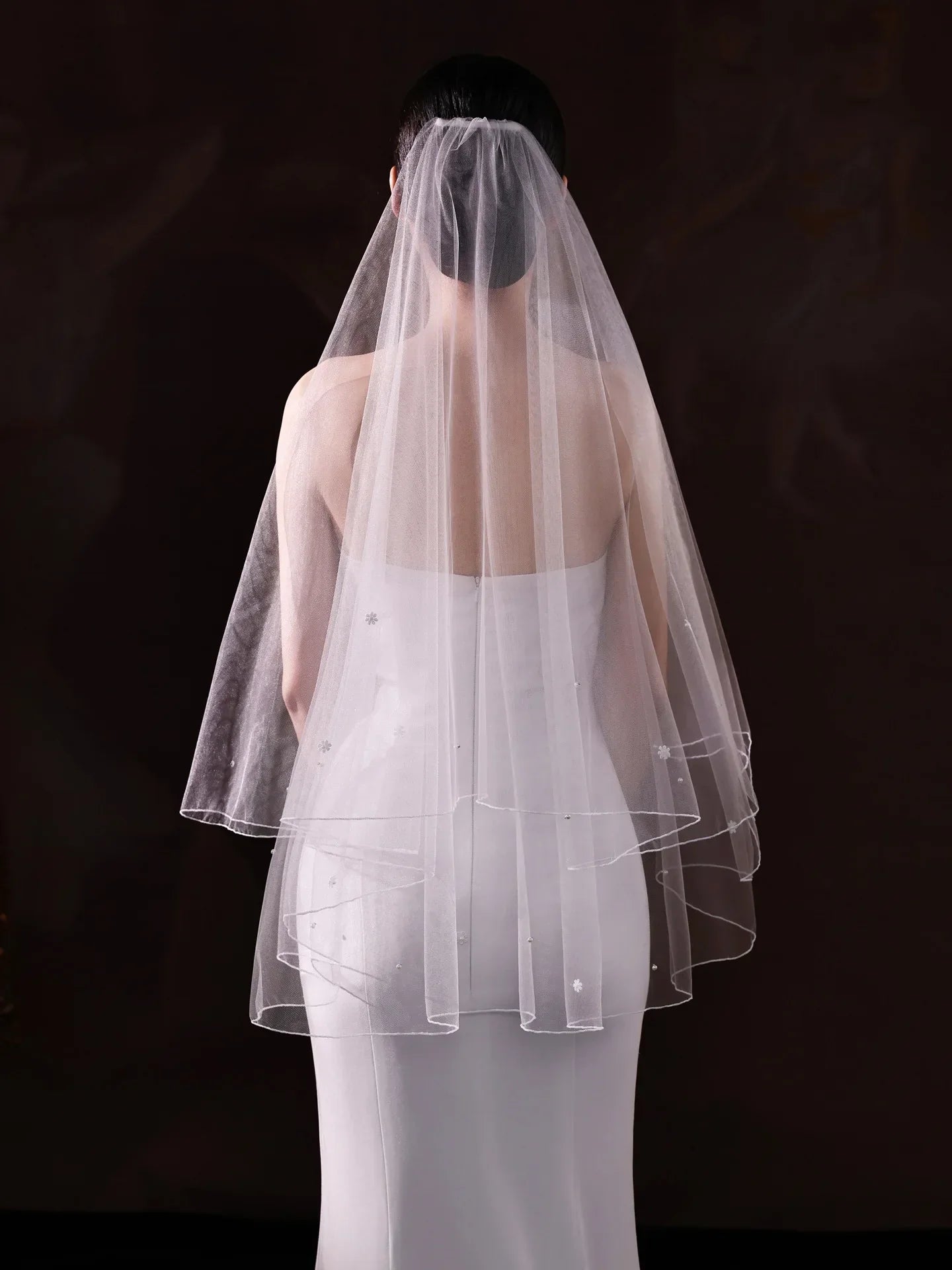 Flower Pearl Bridal Veil Short Wedding Veils For Brides Evening Dinner Party Dress Women Girl Gifts Hair Accessories Jewelry