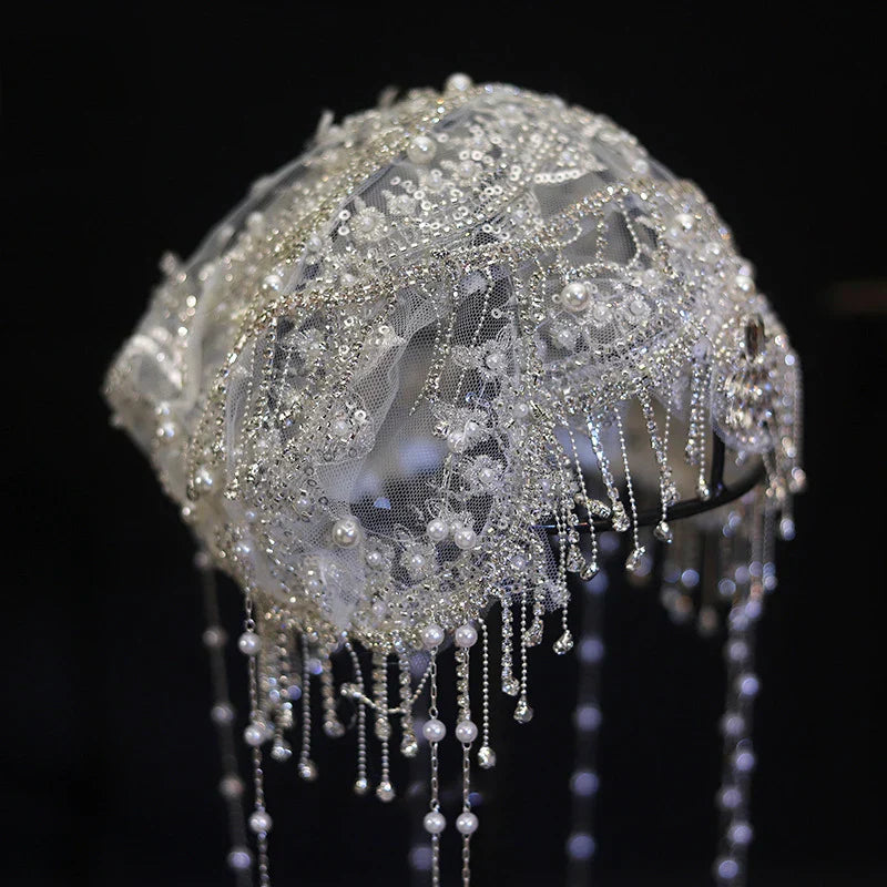 Flower Lace Headbands Hairbands Pearl Rhinestones Headpieces Headwear For Brides Women Bridal Jewelry Wedding Hair Accessories