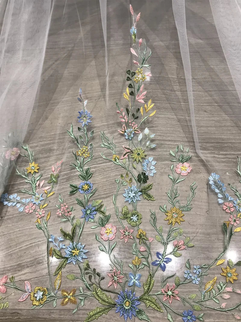Colorful Flower Wedding Veil Hand Made Lace Bridal Veil Perfect for Outdoor, Garden, or Themed Ceremonies.