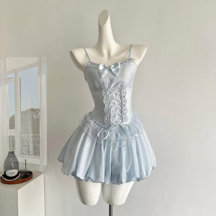 Elegant Spaghetti Straps Blue A Line Travel Vacation Dress Short Women Dress
