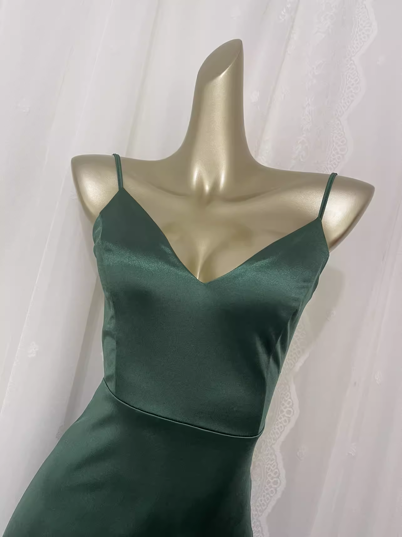Simple Sheath Spaghetti Straps Green Long Vacation Dress Birthday Outfits