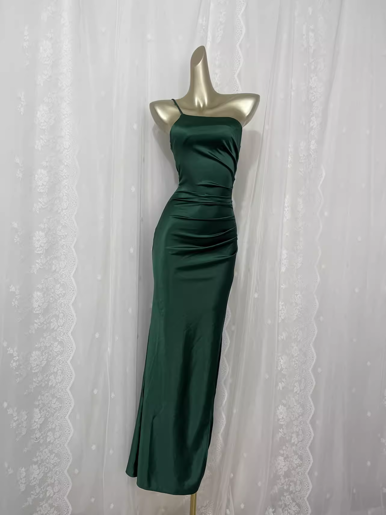 Vintage Sheath One Shoulder Green Vacation Dress Satin Birthday Dresses