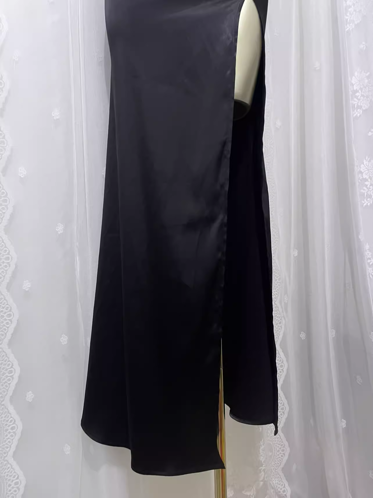 Vintage Sheath Spaghetti Straps Black Vacation Dress Satin Birthday Dresses